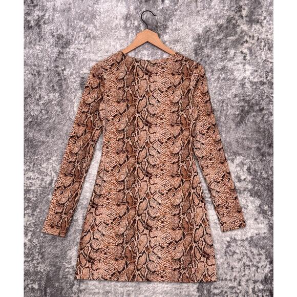 Reformation Dress Small Womens Reptile Long Sleeve A Line Mini - Picture 3 of 9